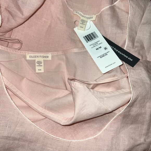 Eileen Fisher Organic Handkerchief Linen Powder Pink Tank Dress W/Slip $248 - Picture 14 of 14